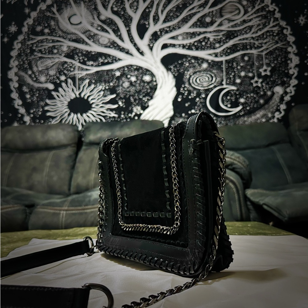 Vintage style Y2K Zara Black Crossbody Bag with Silver Chain - Picture 4 of 16